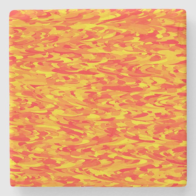Posavasos De Piedra Naranja del patrón abstracto amarillo rojo (Anverso)