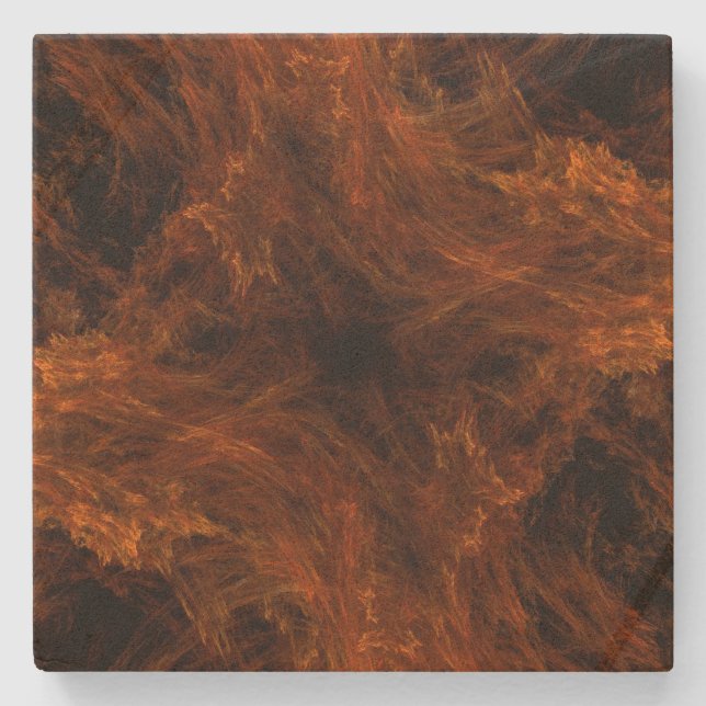 Posavasos De Piedra Naranja Explosión Fractal Square Coaster (Anverso)