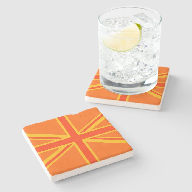 Posavasos De Piedra Naranja feliz Jack Bandera Británica (Lateral)