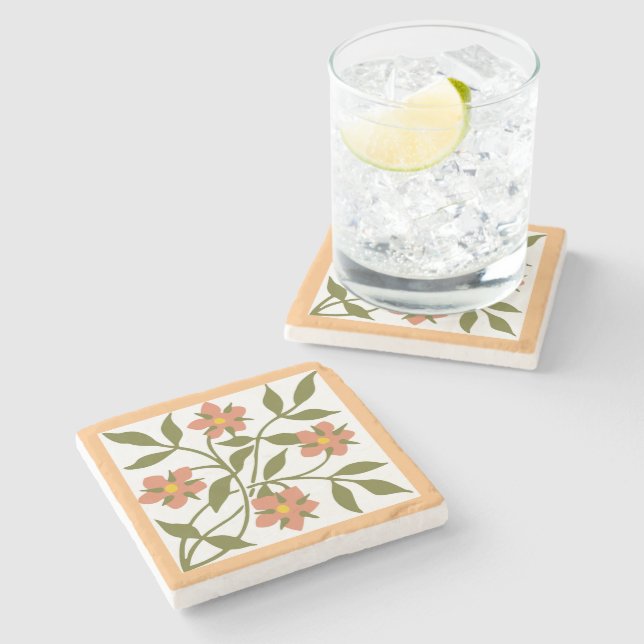 POSAVASOS DE PIEDRA NARANJA FLOWERS STONE COASTER (Lateral)