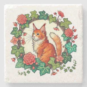 Posavasos De Piedra Naranja Ginger Maine Coon Cat