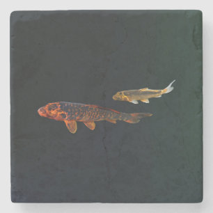 Posavasos De Piedra Naranja Koi y Gold Koi