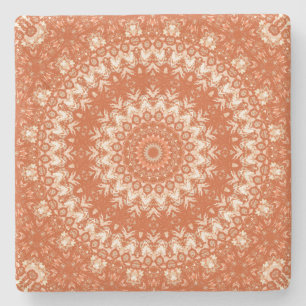 Posavasos De Piedra Naranja mandala.