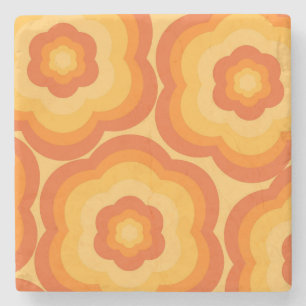 Posavasos De Piedra Naranja Negrita Y2K Flor silvestre vibrante decora