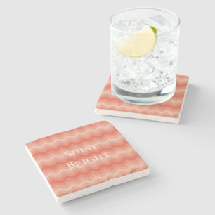 Posavasos De Piedra Naranja Peach Chevron