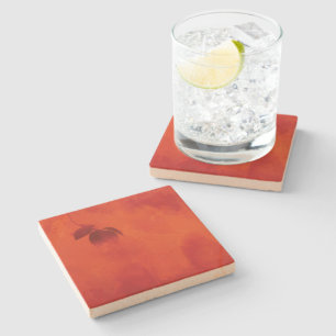 Posavasos De Piedra Naranja quemado Persimmon Abstrato de hojas otoño