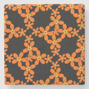 Posavasos De Piedra naranja retro de papel tapiz 1970