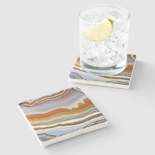 Posavasos De Piedra Naranja Rojo Blanco Negro Azul Oro Ágata Geoda