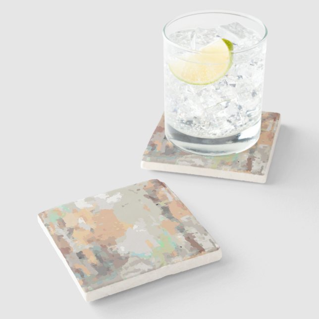 Posavasos De Piedra Naranja rústico polvoriento de verano retro, taupe (Lateral)