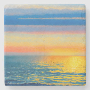 Posavasos De Piedra Naranja Sea Sunset
