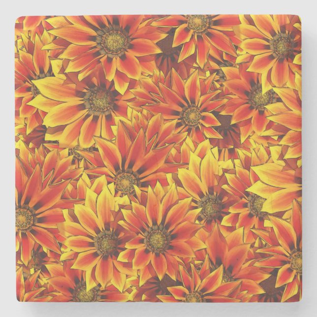 Posavasos De Piedra Naranja Sunflowers (Anverso)