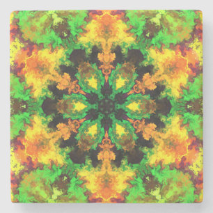 Posavasos De Piedra Naranja verde hippie psicodélico y amarillo