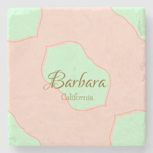 Posavasos De Piedra Naranja verde pastel boho añadir nombre lugar rúst