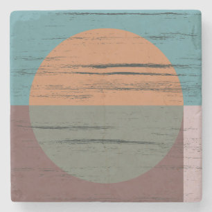 Posavasos De Piedra Naranja Y Círculo Verde