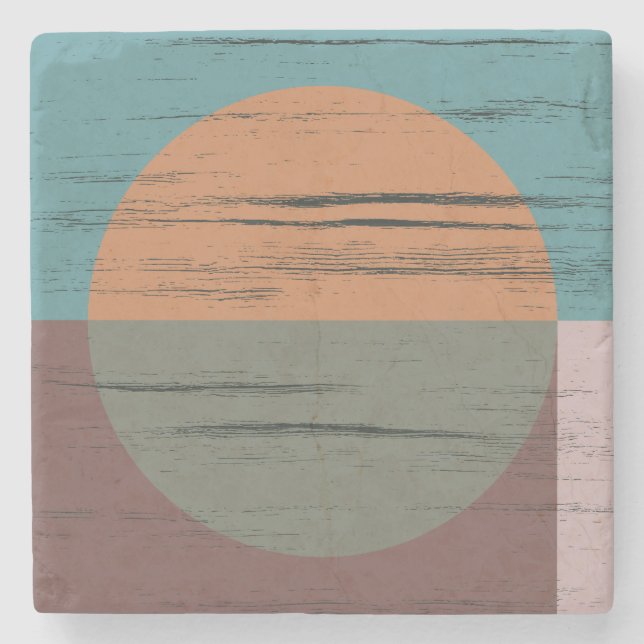 Posavasos De Piedra Naranja Y Círculo Verde (Anverso)