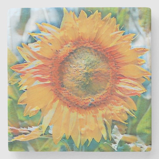 Posavasos De Piedra Naranja y escaparate amarillo de piedra (Anverso)