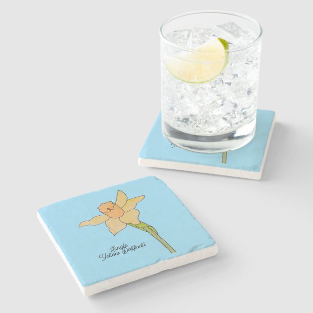 Posavasos De Piedra Narciso Amarillo Único (Lateral)