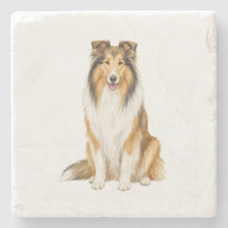 Posavasos de Piedra Natural Collie Sentado