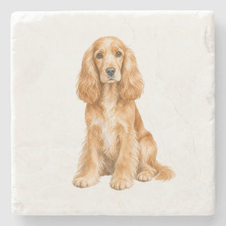 Posavasos de Piedra Natural con Cocker Spaniel Sen