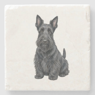 Posavasos de Piedra Natural con Terrier Escocés Se