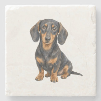 Posavasos de Piedra Natural de Dachshund Sentado