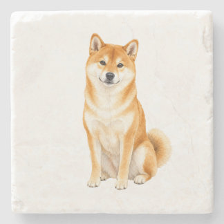Posavasos de Piedra Natural Shiba Inu Sentado