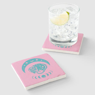 Posavasos De Piedra Naturaleza caprichosa de la Luna Creciente Celesti