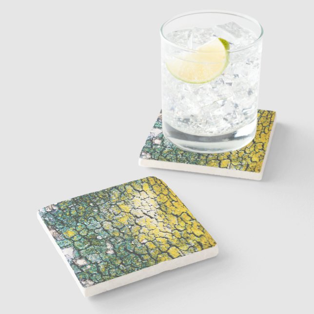 Posavasos De Piedra Naturaleza verde amarilla (Lateral)