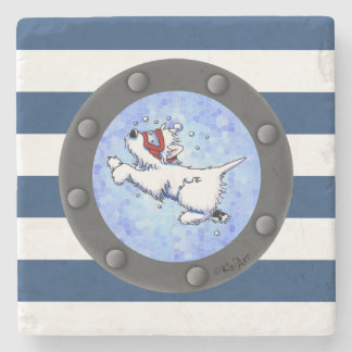 Posavasos De Piedra Nautical Westie Buzo Stone Coaster