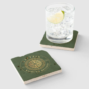 Posavasos De Piedra Náutico de oro