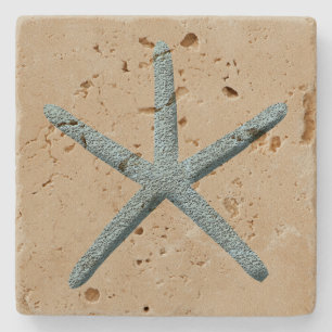 Posavasos De Piedra Náutico rústico de la arena de la playa de las