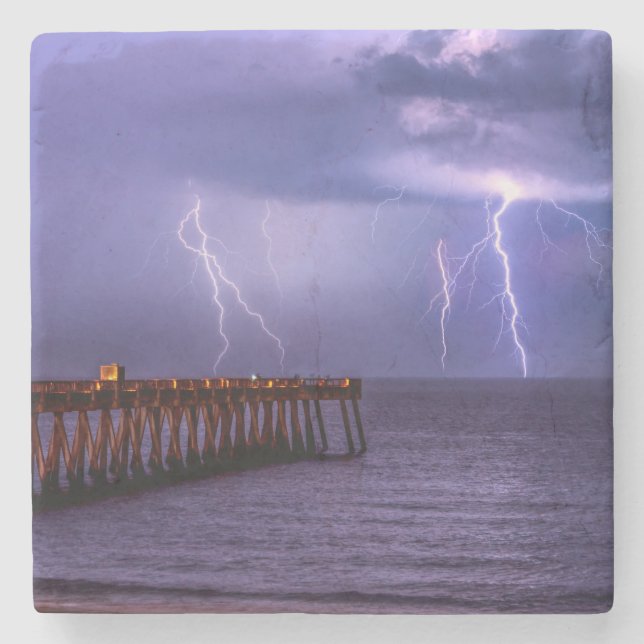 Posavasos De Piedra Navarre Florida Lightning Storm (Anverso)