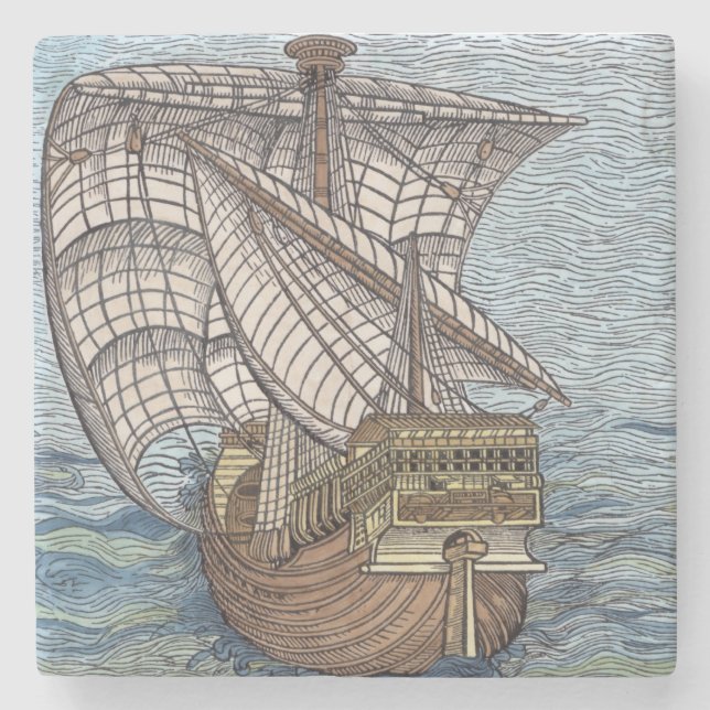 Posavasos De Piedra Nave de Columbus'Time (Anverso)