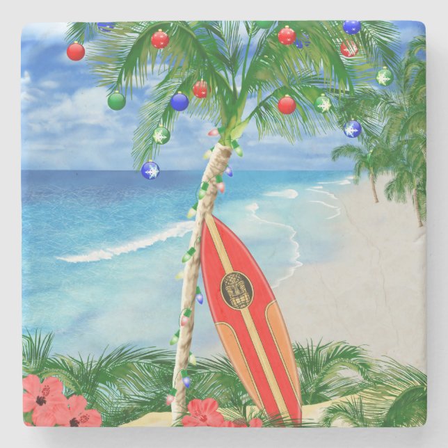 Posavasos De Piedra Navidad de la playa (Anverso)