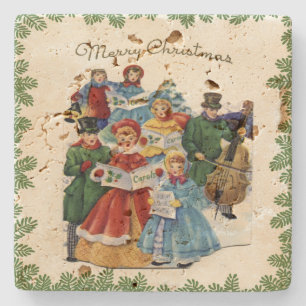 Posavasos De Piedra Navidad de los Carolers del navidad del vintage