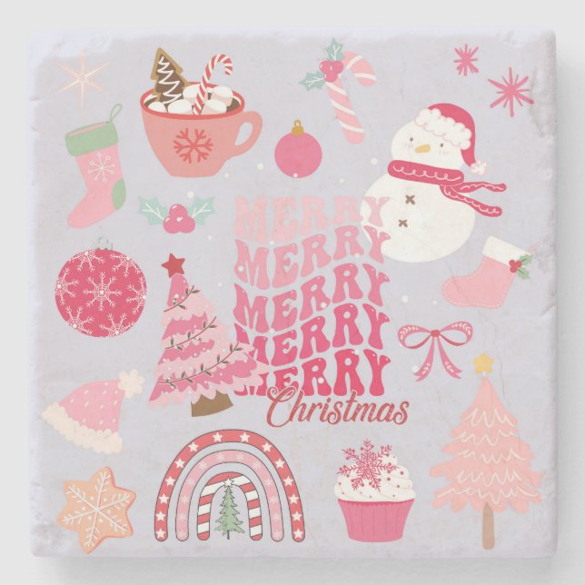 Posavasos De Piedra Navidad moderna (Anverso)