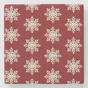 Posavasos De Piedra Navidad roja copo de nieve crema