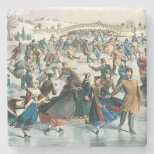 Posavasos De Piedra Navidad Victoriana Central Park Currier & Ives