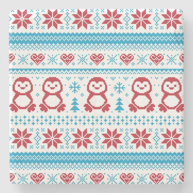 Posavasos De Piedra Navidad y modelo hecho punto invierno (Anverso)