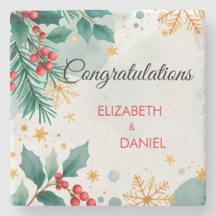 Posavasos De Piedra Navidades acuarelas Boda Stone Coaster