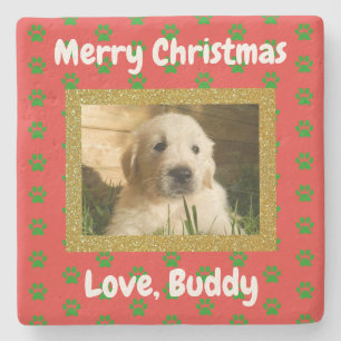 Posavasos De Piedra Navidades aman al perro, papá, papá, Mascota.