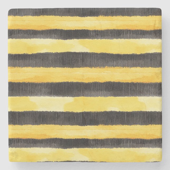 Posavasos De Piedra Navidades Amarillos de Oro Negro de Honey Bee (Anverso)