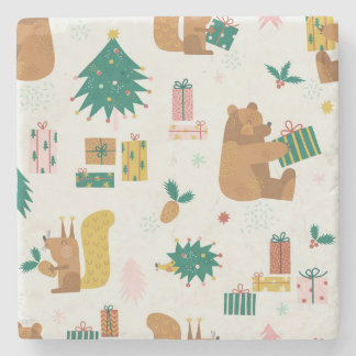 Posavasos De Piedra Navidades Animales Forestales: Vibe de época