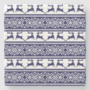 Posavasos De Piedra Navidades, azul y blanco escandinavo