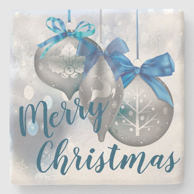 Posavasos De Piedra Navidades beben tiras ornamentos Snowflak invernal (Anverso)