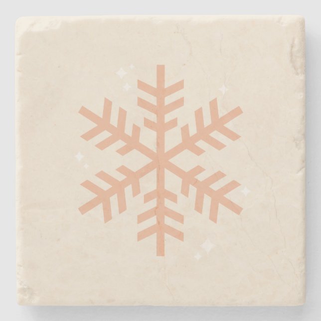 Posavasos De Piedra Navidades Beige copo de nieve (Anverso)