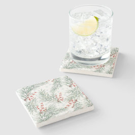 Posavasos De Piedra Navidades botánicos de Berry Red Winter