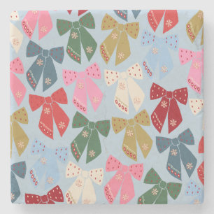 Posavasos De Piedra Navidades Bows Coquette Blue