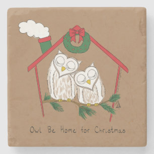 Posavasos De Piedra Navidades búhos adoran divertida festividad