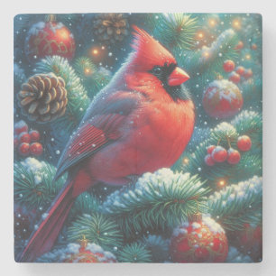 Posavasos De Piedra Navidades/cardenal invernal